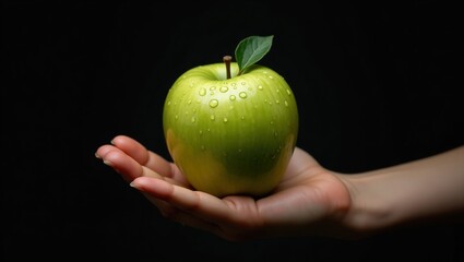 hand holding green apple