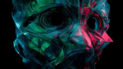 Naklejka premium Abstract face with multifaceted geometric shapes.