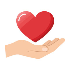 Hand Holding a Red Heart - Love, Care and Support Concept Illustration