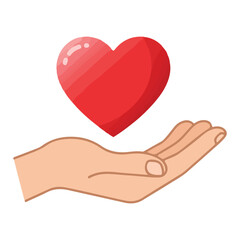 Obraz premium Hand Holding a Red Heart - Love, Care and Support Concept Illustration