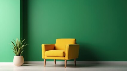 green armchair in a room