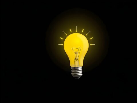 Yellow Lightbulb Illustration on Black Background Idea Concept