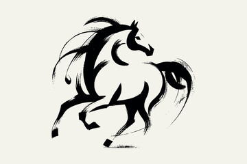 Arabian horse sketch, dynamic brushstroke vector illustration

