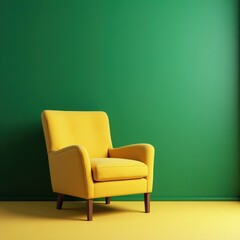green armchair in the room