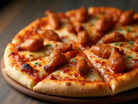Family Meal Deal Pizza And Wings, Copy Space, Food Photography