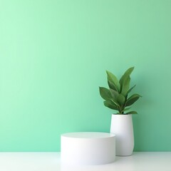 cosmetic cream and green plant on the table