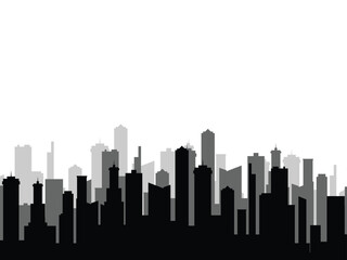 Naklejka premium Black and white city silhouette background vector.