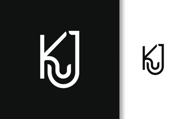 SIMPLE MINIMALIST LETTER K J LOGO DESIGN