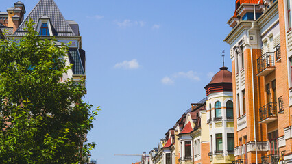 Cozy old brick houses in a European town for travel blogs and editorials