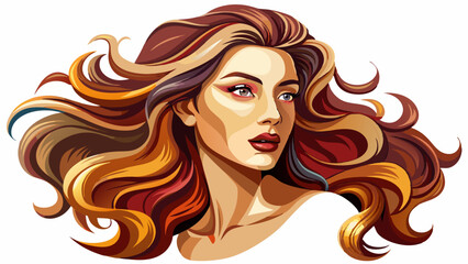 Glamorous profile of a beautiful woman with flowing, shiny wavy hair. Her curly hairstyle highlights natural beauty. This fashion model girl wears minimal makeup and glowing cosmetics perfectly.