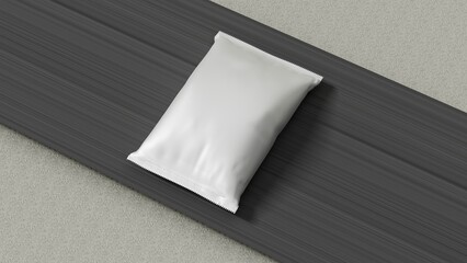 5 3D Rendering Plastic sachet Packaging on Dark Background