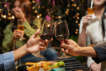 food and Drink, wine red and for a friendly, in a bar or a restaurant 