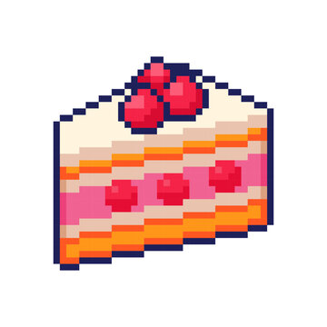 Pixel art Cake Strawberry game asset design