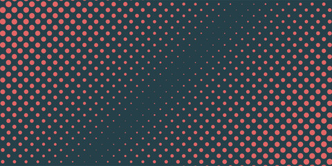 Vector Chequered Halftone Pattern Smooth Curved Border Red Blue Abstract Background. Checkered Rounded Square Dots Blur Texture Pop Art Design. Half Tone Contrast Graphic Minimalist Art Wide Wallpaper