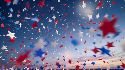 Independence day background with stars and confetti