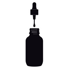 Silhouette of dropper and bottle on white background, liquid nutrition and simplicity
