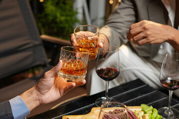 whiskey, for a friendly party in a bar or a restaurant.