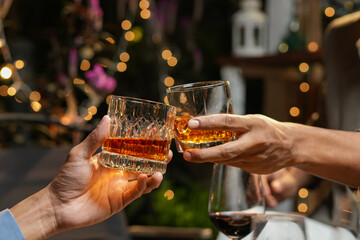 whiskey, for a friendly party in a bar or a restaurant.