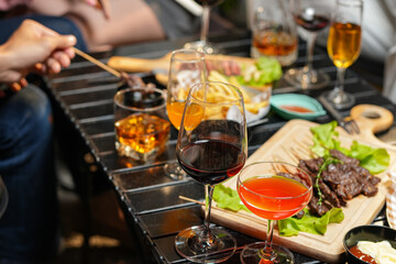food and Drink, wine red and for a friendly, in a bar or a restaurant 