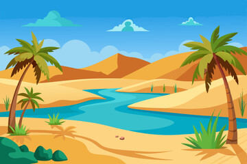 Tropical palm trees line a sandy beach, meeting the ocean under a summer sky, a true island paradise