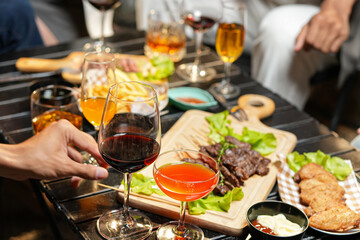 food and Drink, wine red and for a friendly, in a bar or a restaurant 