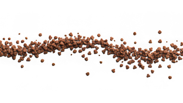 Dry pet food for dog and cat, scattered on transparency background