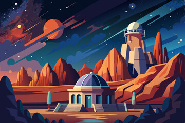Flying over the ancient city, a UFO illustration graces the night sky above illuminated towers and traditional architecture, blending travel, culture, and mysterious design