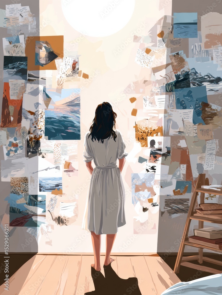 Aufkleber creating a vision board for self-improvement to inspire personal growth and motivation