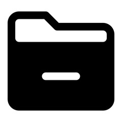 folder minus black glyph icon