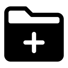 folder plus black glyph icon