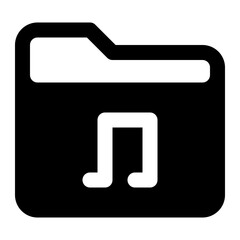folder audio black glyph icon