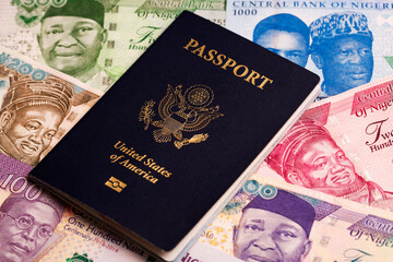 American passport on Nigerian money