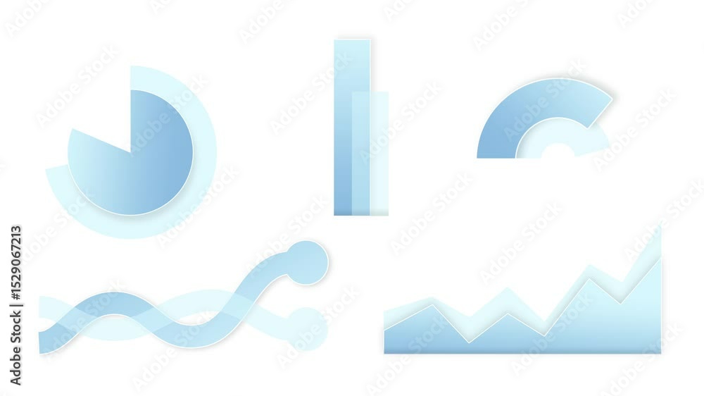 Poster flat-style animation set analysis data visualization.