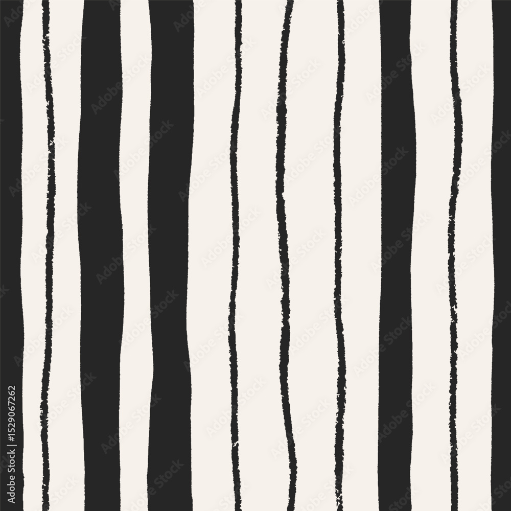 Poster Seamless striped pattern design. Abstract rough scribble lines, endless texture. Repeating print, background for black-and-white textile, wrapping and wallpaper. Hand-drawn vector illustration