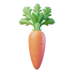3D vibrant orange carrot with bright green tops