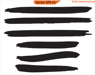 Black ink line, grunge brush strokes, ink paint set, EPS 10. Only commercial use. Black ink line, grunge brush strokes, ink paint set. Paint splatter stroke