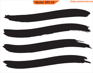 Black Brush Stroke Set – Hand-Drawn Vector Paint Strokes and Artistic Ink Lines for Design and Decoration