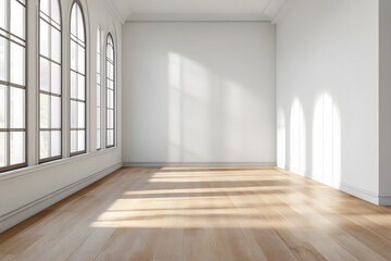 Interior with light wall and wooden floor