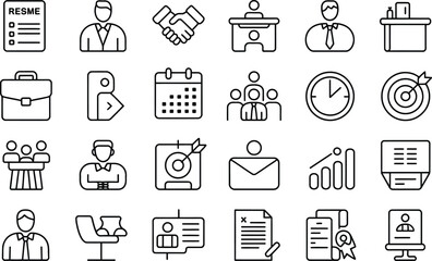 Business and office line icons set collection illustration concept
