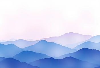 Fototapeta premium Misty, layered watercolor mountains in soft blues and purples, abstract texture, peaceful, meditation