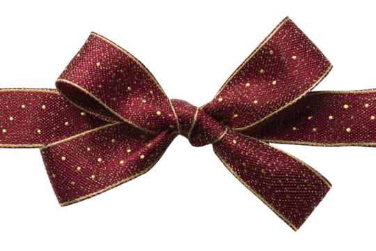 Burgundy ribbon bow with gold dots