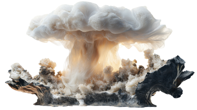 Abstract white smoke texture isolated on a black background, resembling a mysterious cloud in the sky