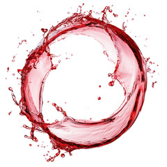 Red liquid splash with grunge paint splatters, perfect for abstract art or festive holiday designs