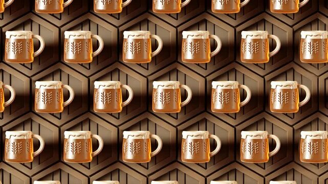 Featuring beer mugs surrounded by wheat and foam, creating a unique pattern.