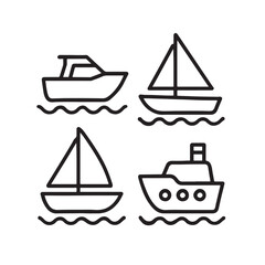 Boat vector icon bold outline