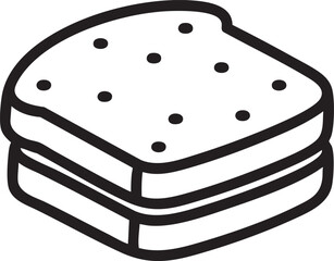 Simple Black and White Illustration of a Sandwich with Seeds on Top Bread Slice minimalist