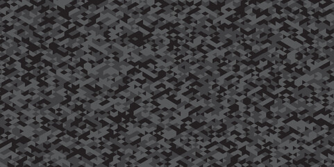 Abstract geometric black and gray background seamless mosaic and low polygon triangle texture wallpaper. Triangle shape retro wall grid pattern geometric ornament tile vector square element.	