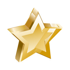 Star with golden shine. Rating symbols, high score, quality mark. Vector clip art.