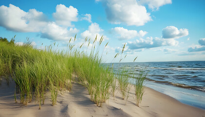 Clear water flowing over smooth stones in a serene mountain river on a sunny day