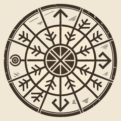 Leif Erikson Day Viking Longship Icons Norse Compass Ancient Nordic Vector Set